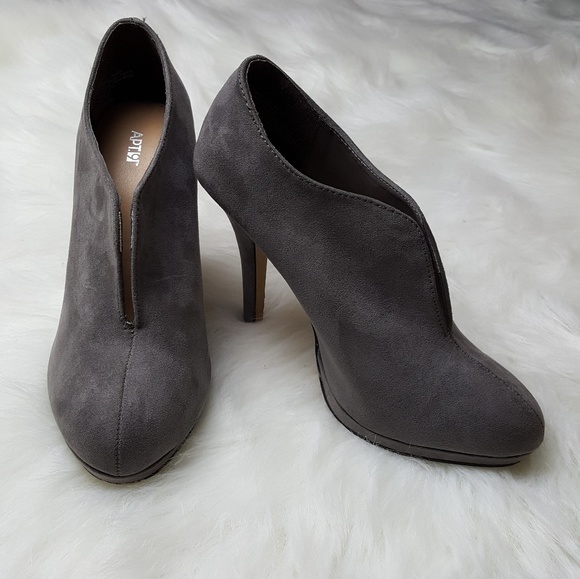 Apt. 9 Shoes - Apt 9 Suede Heeled Booties Gray